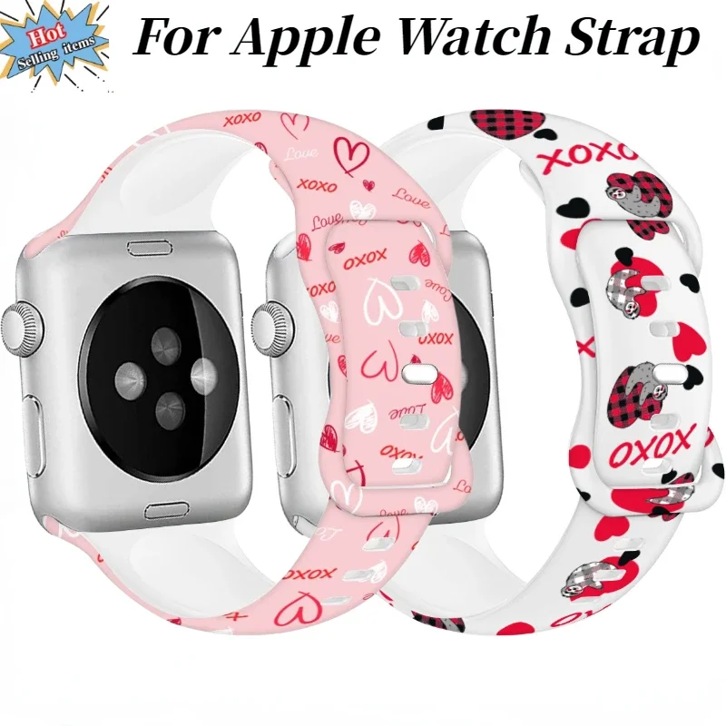 Valentine Day Silicone Strap For Apple Watch Strap Ultra 3 2 49mm 45mm 44mm 42mm 46mm Gift Bracelet iWatch 11 10 9 8 7 6 5 4 SE