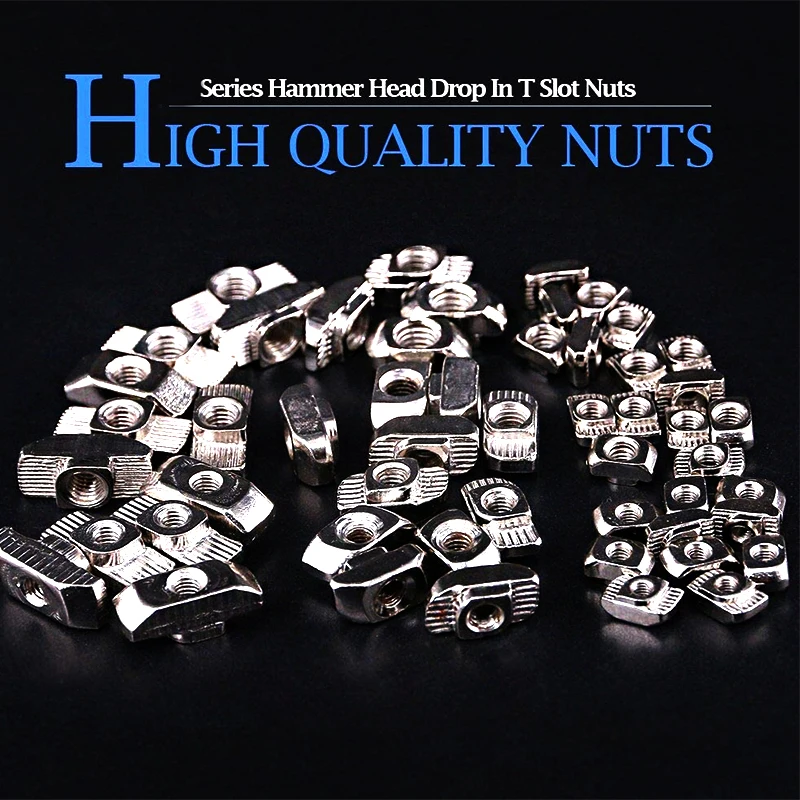 T فتحة الجوز M3 M4 M5 M6 M8 T الجوز المطرقة انزلاق رئيس ثلاثية الأبعاد أجزاء الطابعة السحابة موصل 2020 3030 4040 الألومنيوم الشخصي