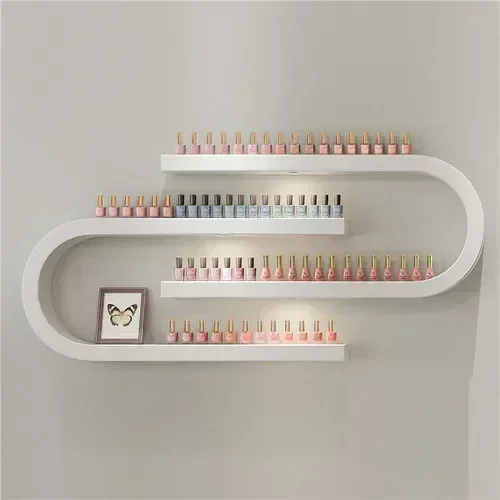 

Creative U-Shaped Nail Polish Organizer Metal Wall Shelf Display Rack for Cosmetics Storage Hanging Storage Solution
