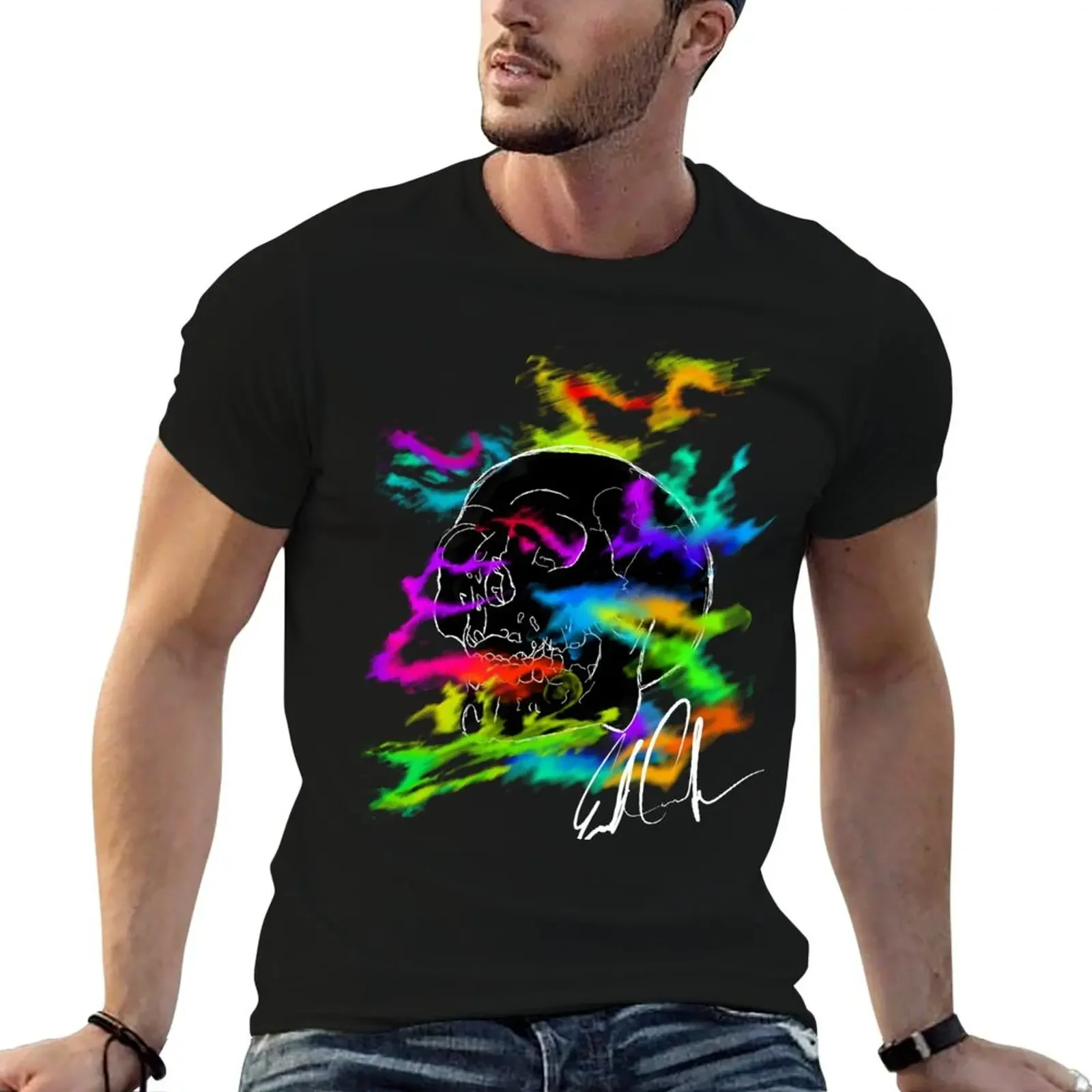 Skull and color T-Shirt hippie clothes custom t shirt shirts graphic customizeds clothing for men