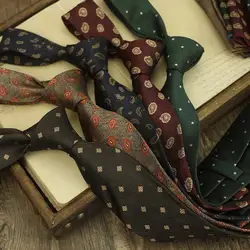 8cm Width Brown Color Neck Ties For Men British Paisley Dots Necktie Handmade Business Formal Tie Suit Accessories Tuxedo Cravat