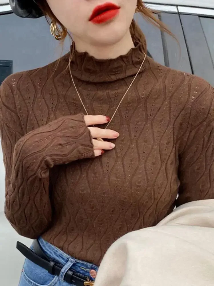 

AOSSVIAO водолазка женские свитера 2025 осень-зима теплый пуловер тонкие топы вязаный свитер джемпер мягкий женский