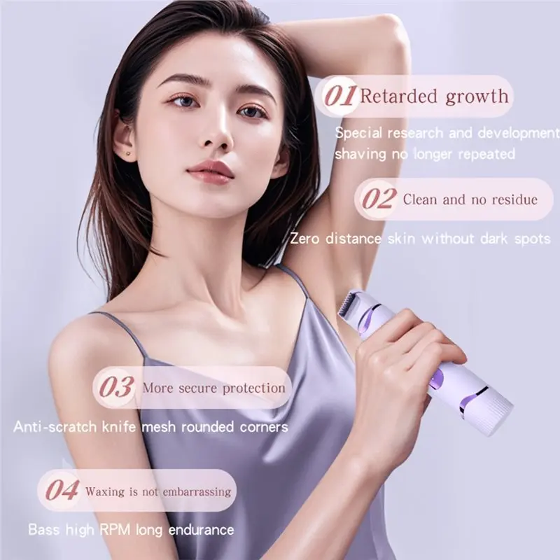 Stable Performance Body Hair Remover 2-In-1 Electric Hair Trimmer For Painless Facial Leg Bikini Dual-Purpose Clipper And Shaver
