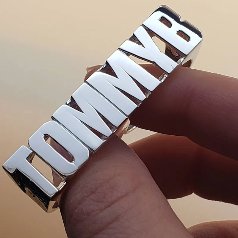 

DHQH Custom Name Rings Gold Personality Hip Hop Ring One/Two Finger Men Fashion Punk Letter Ring Gifts