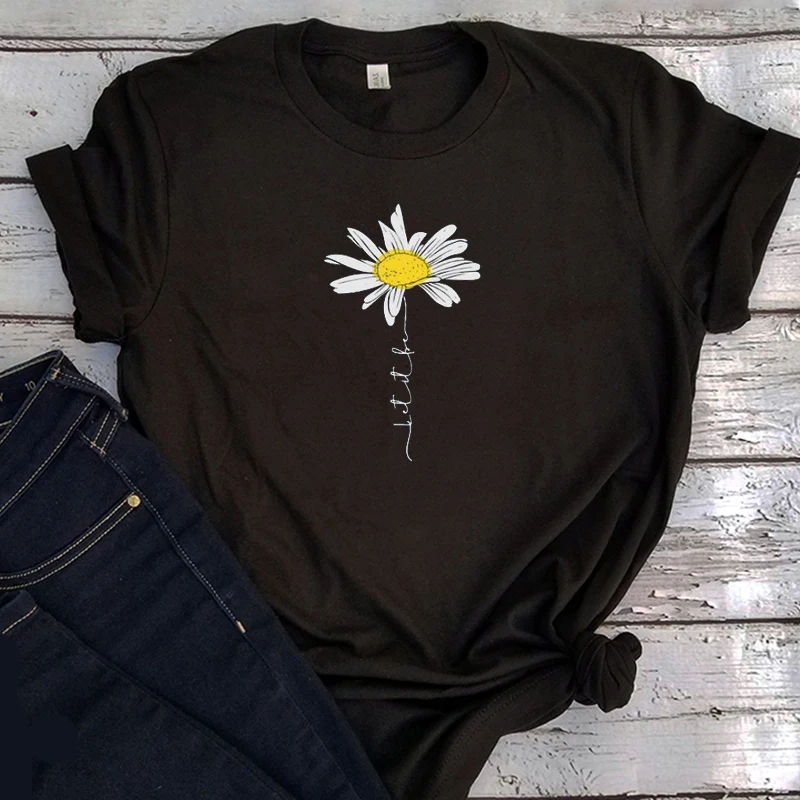 Sunflower Graphic Tees Women Daisy Holiday Woman Tshirts Vintage Romance Flower Aesthetic Clothes Summer