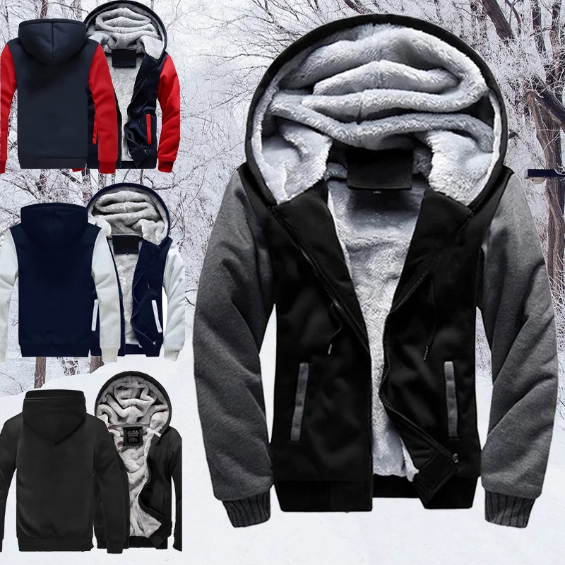 Winter Mannen Plus Fleece Jassen Fashion Hooded Katoen Donsjack Lange Mouwen Rits Jas Warme Jas Voor Mannen