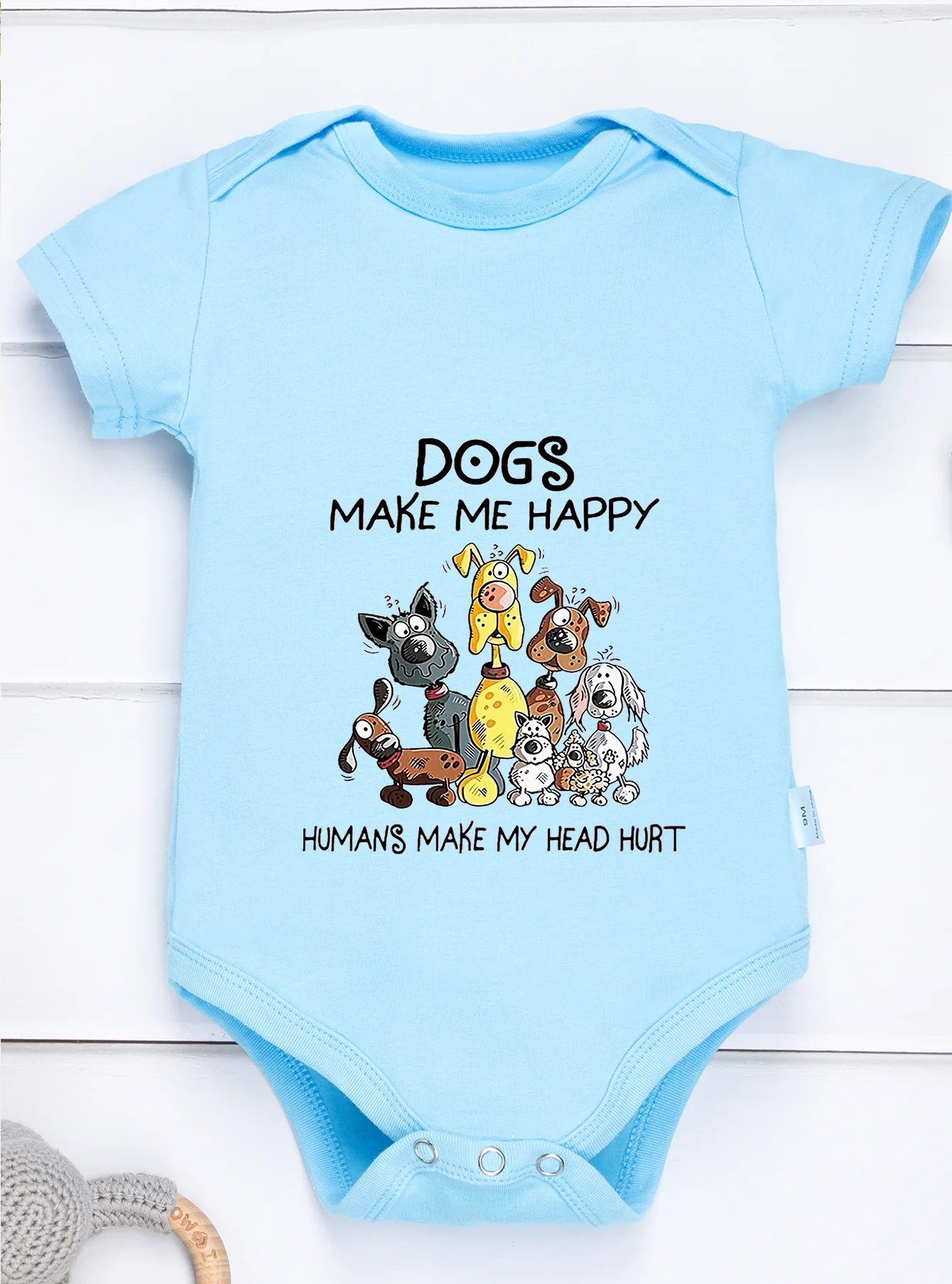 Newborn Toddler Cute Dogs Make Me Happy Printing Bodysuit Clothes Rompers Jumpsuit Baby Girl Boy Dogs Pattern Infant