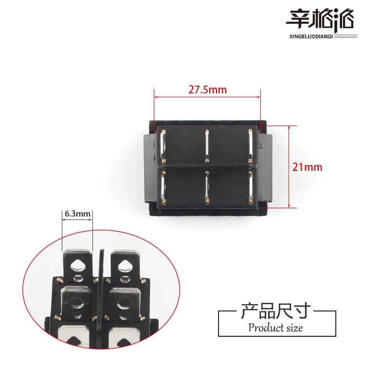 10 Pack Ship Type Switch KCD4-223 Double Sided Jogging Self Resetting Six Leg Three speed Power Button Openings 22 * 28