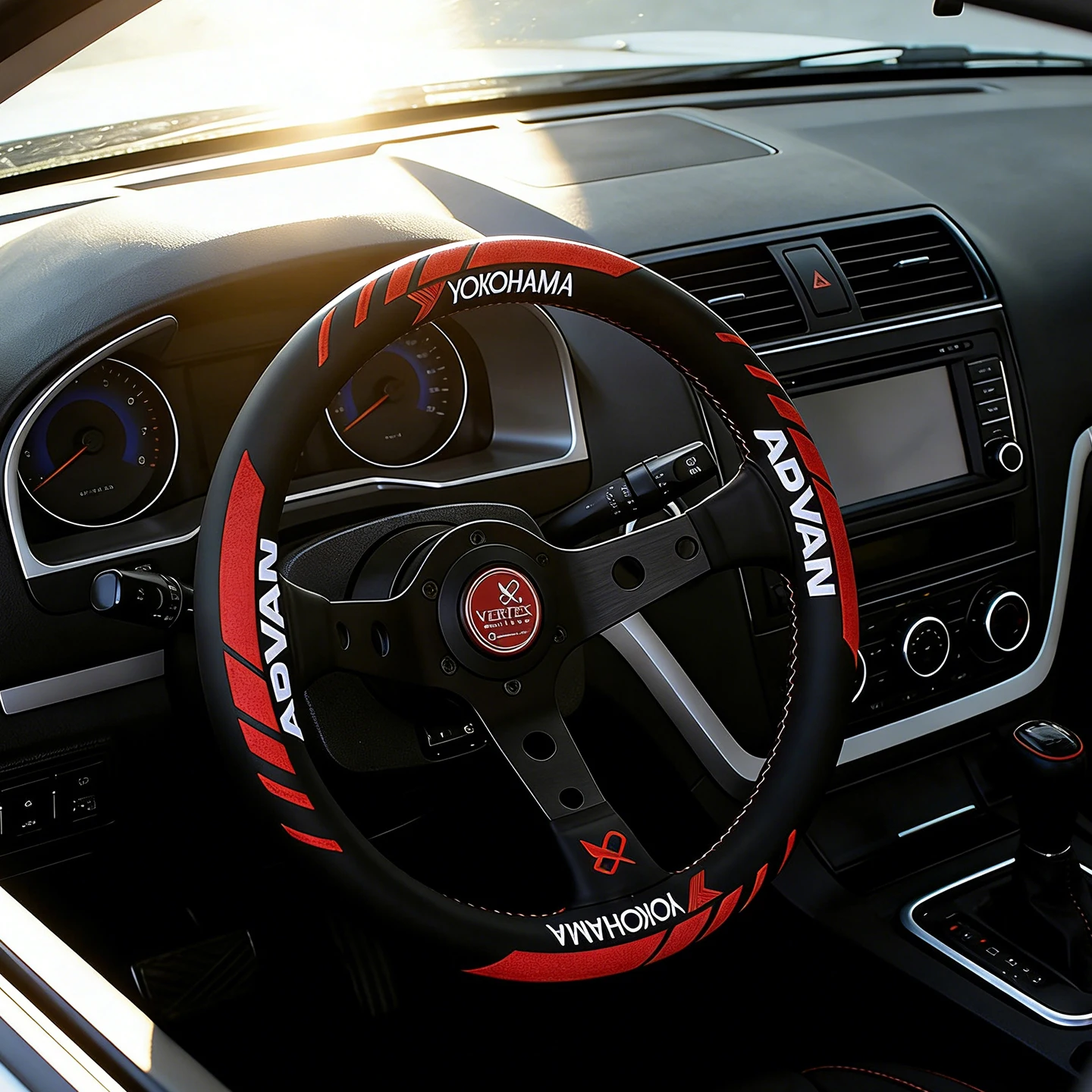 320mm Vertex Style Leather Steering Wheel JDM Drift Racing Volante