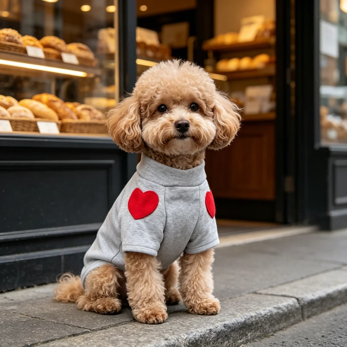 1 Stück Haustierkleidung, Liebespullover für Hunde und Katzen, für Teddy, Welpen, mittelgroße Hunde, Teddy-Herz-Sweatshirt, Welpen-Outdoorkleidung – Detail 5