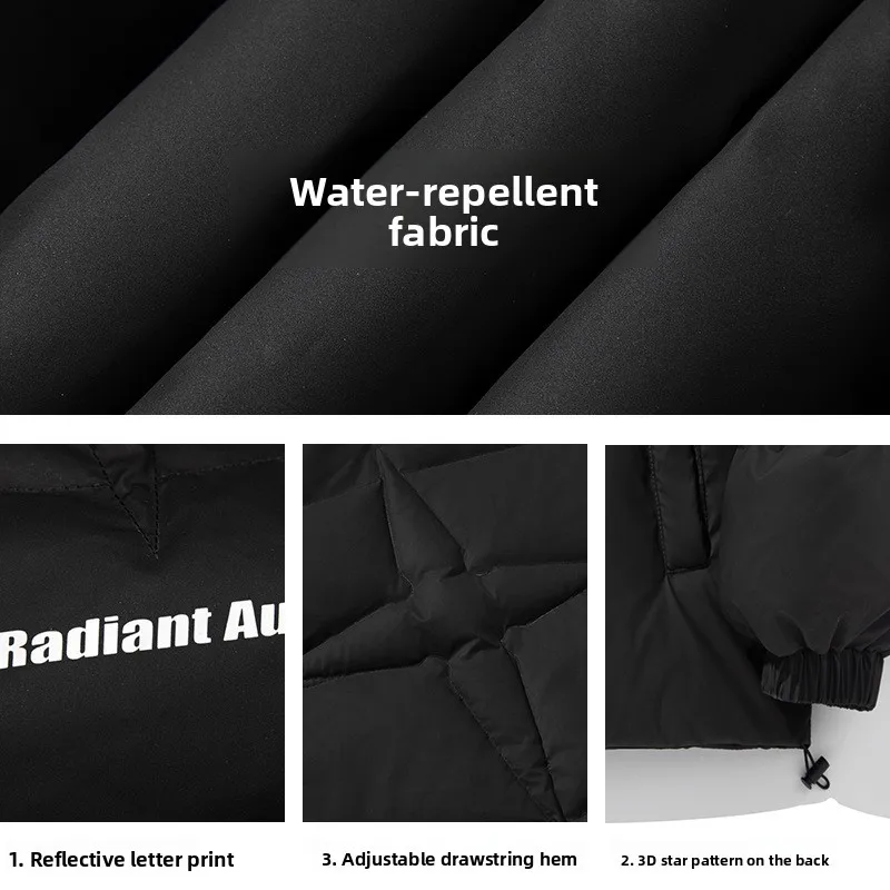 

American Retro Stand Collar Thiened Bread Sle Men's Cotton Jaet Winter Faion Brand Waterproof Adjustable Hemline Coat