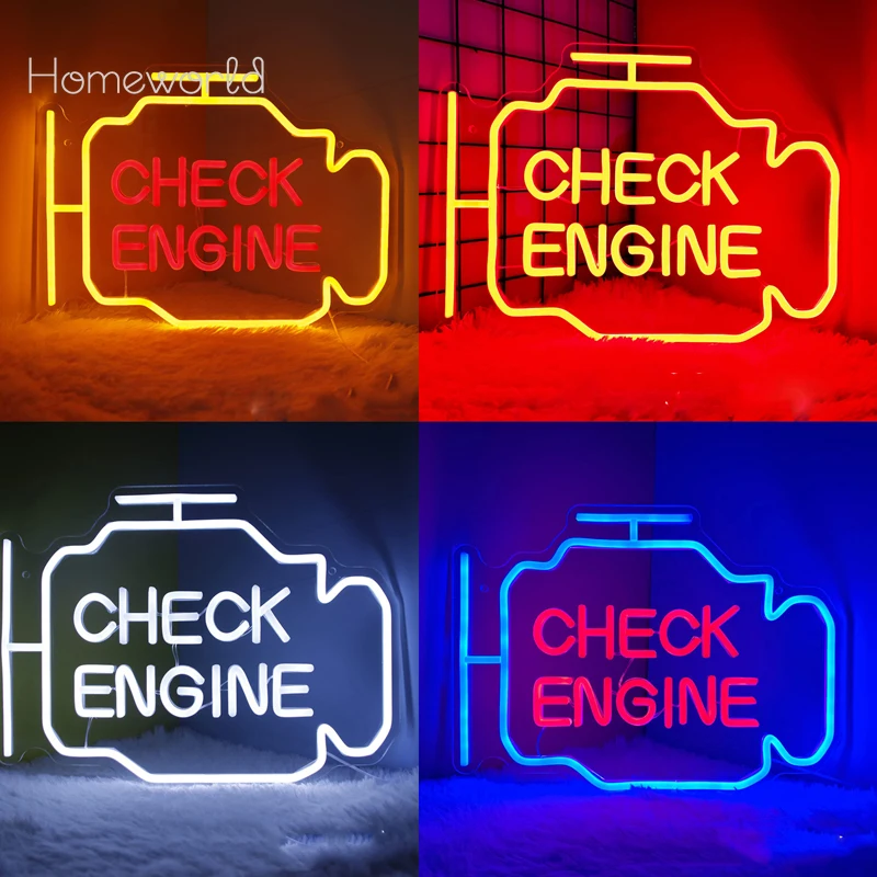 Check Engine Neon Sign Led Light Auto Room Garage Repair Shop Wall Decor Bar Party Lum inous Atmosphere Lamp