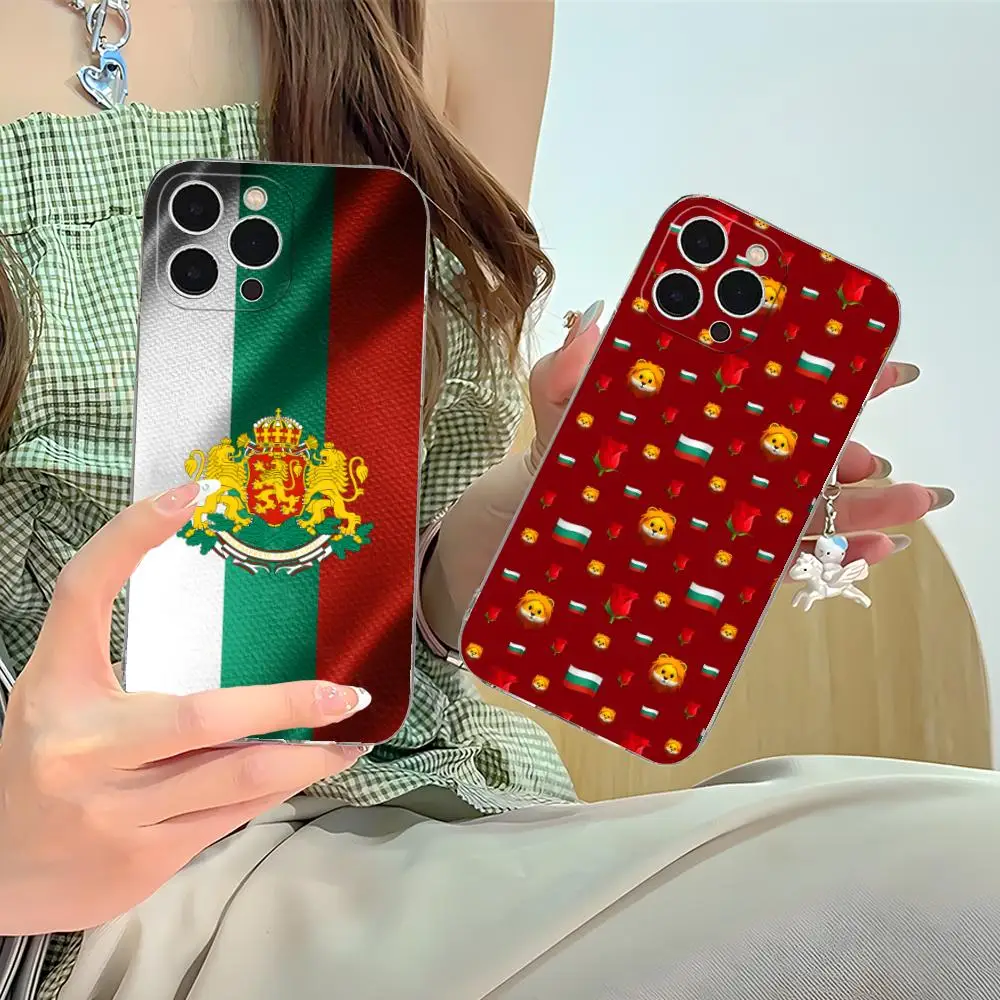 Funda de teléfono móvil con bandera de Bulgaria para iPhone 16 15 14 13 12 11 X XR XS 8 6 Pro Max Plus Mini cubierta de Color transparente cubierta de lujo