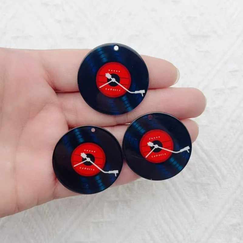 10pcs acrylic black film record pendant DIY jewelry pendant accessory material image 4
