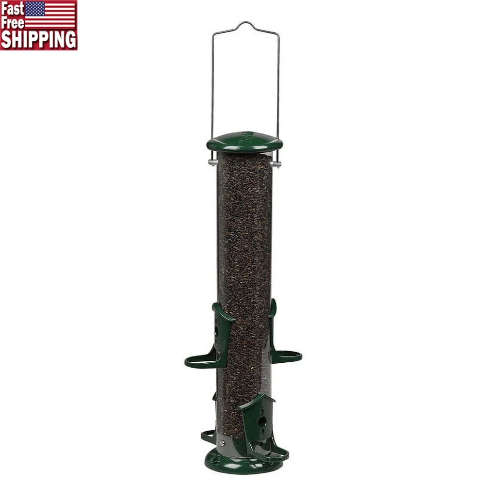 

Thistle Tube Bird Feeder Durable Metal Seed Ports Clear Green Bird Feeding Stations Ideal Attracting Garden Wildlife