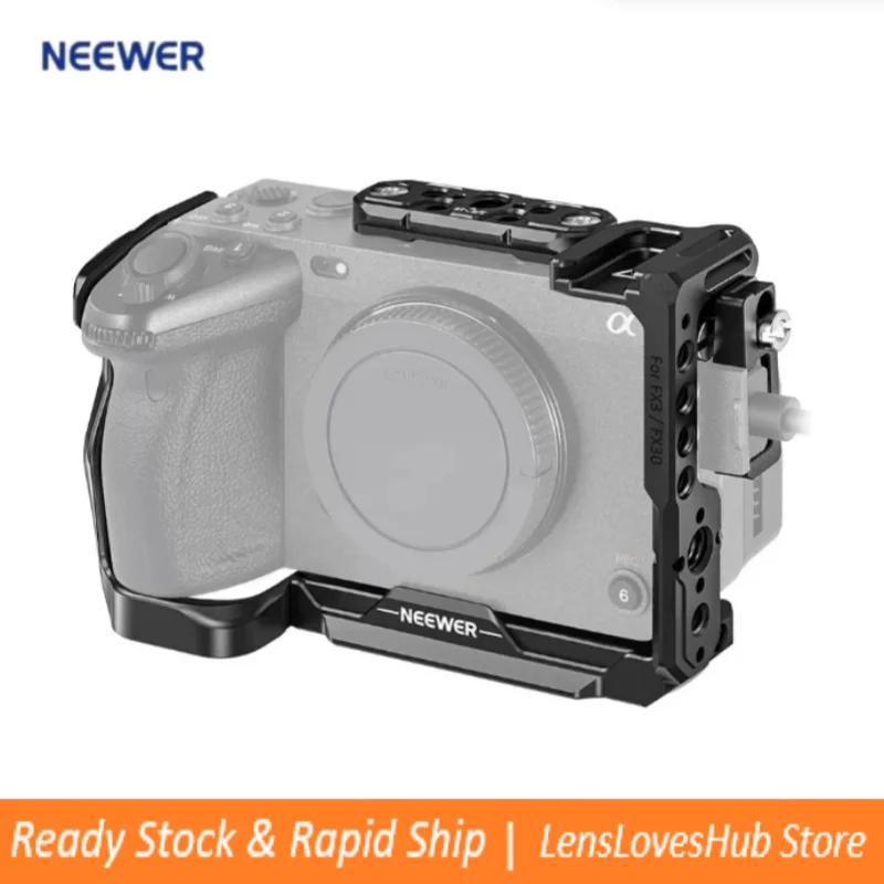 

NEEWER Camera Cage For Sony FX3 FX30 Camera with HDMI Cable Clamp, NATO Rail, 3/8 ARRI Positioning Holes