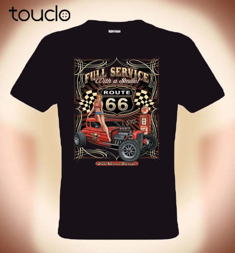 Gearhead Rockabilly T-Shirt, Route 66 Full Service New Arrival T Shirt Casual Men Clothing Nerd T Shirts