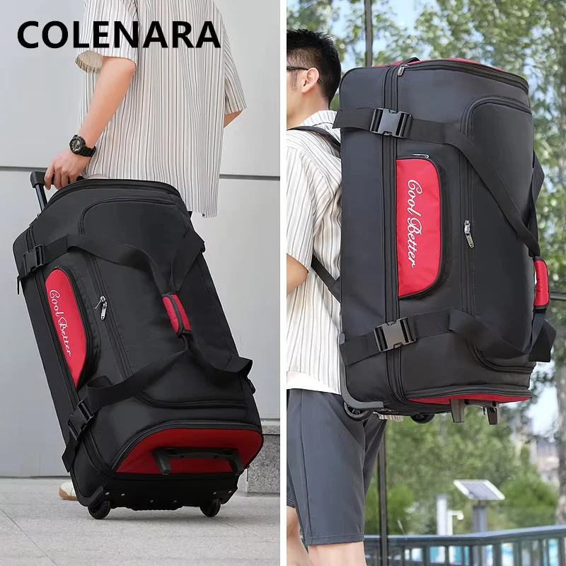 COLENARA Rolling Luggage Oxford Cloth Trolley Case Men's Multifunctional Backpack 34 Inch Large Capacity Travel Bag Suitcase