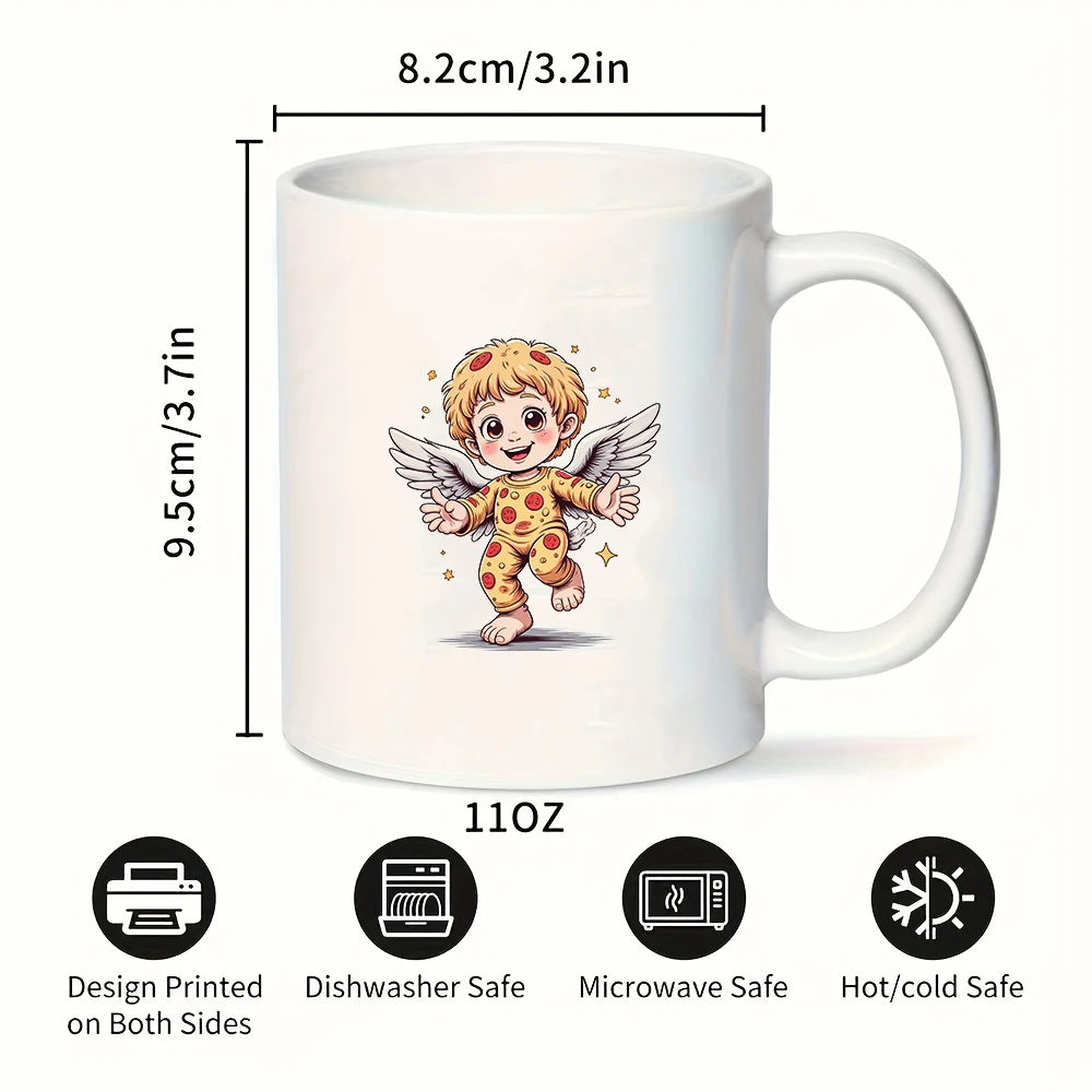 Tazza da angelo cartone animato da 11 once, tazza per bevande fredde e calde per bambini, regalo di Natale, tazza per famiglia e ufficio, design angelo sognante