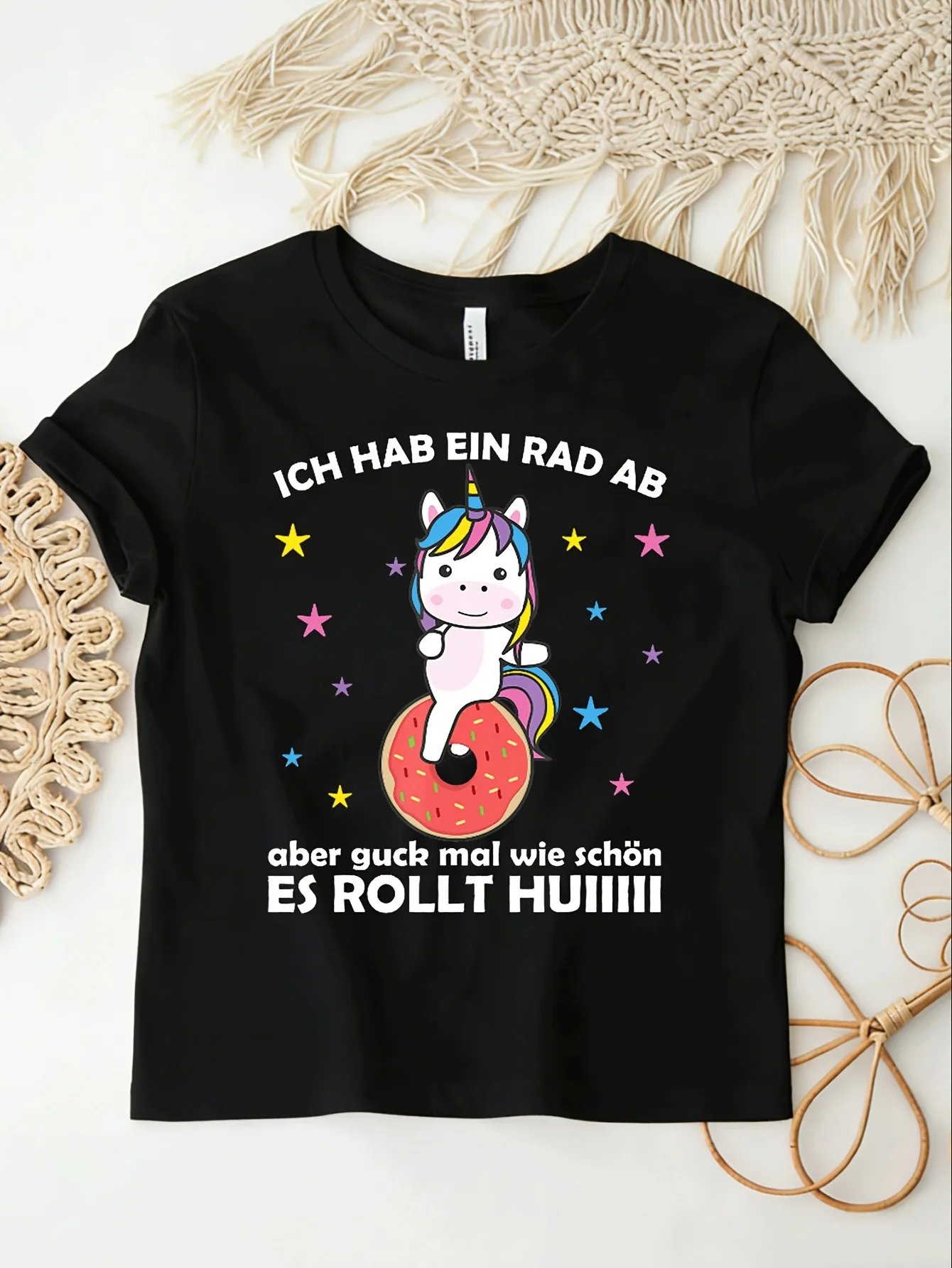with Text Ich Hab Ein Rad Ab Cute Unicorn Donut Unicycle for men women Unisex All Season Funny  Unisex All T-Shirt