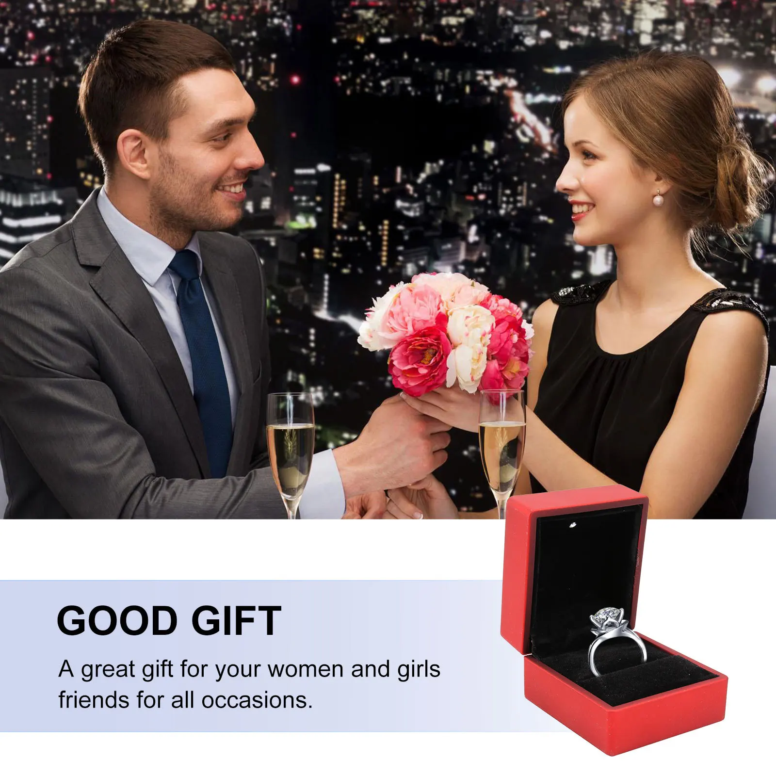 3Pcs LED Lighted Jewelry Box Ring Pendant Bracelet Case Scratch and Wear Resistant Perfect for Gifting Jewelry Box