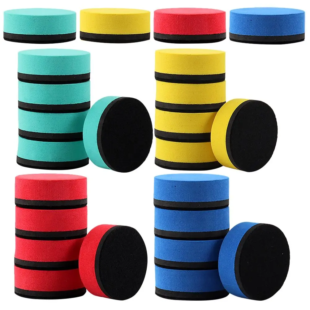 24 Pcs Whiteboard Round Eraser Dry EVA Magnetic Classroom Accessories Reusable Office Felt Board