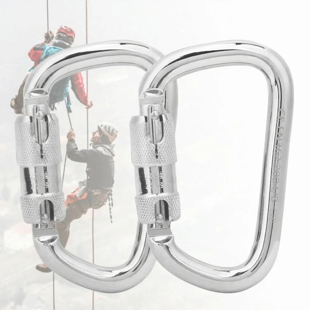1/2Pcs Durable 45KN Steel Carabiner Clip Heavy Duty 40Cr Steel Auto Locking Carabiner Silver Twist Lock Carabiner Rock Climbing