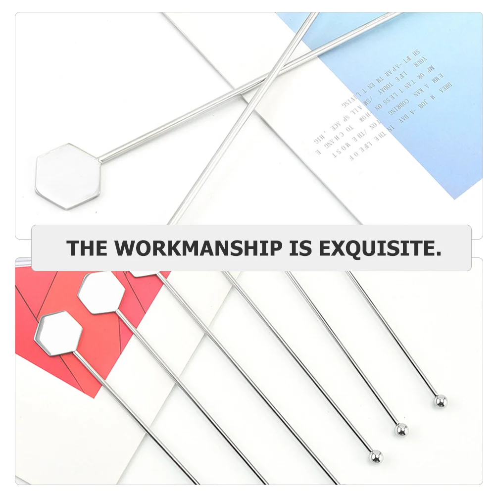 

4Pcs Stainless Steel Stirring Rods Metal Cocktail Swizzle Sticks Reusable Drink Mixers Coffee Bar Supplies Coffee Stirrers