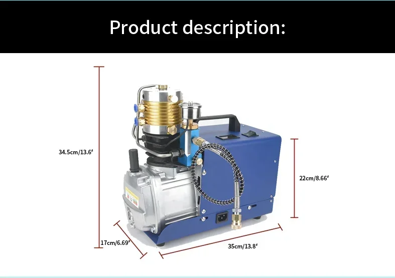 China 4500 PSI/30 MPa High Pressure PCP Air Compressor Pump Booster with Two-stage Compression for Airgu n Riffle Senapan Angin