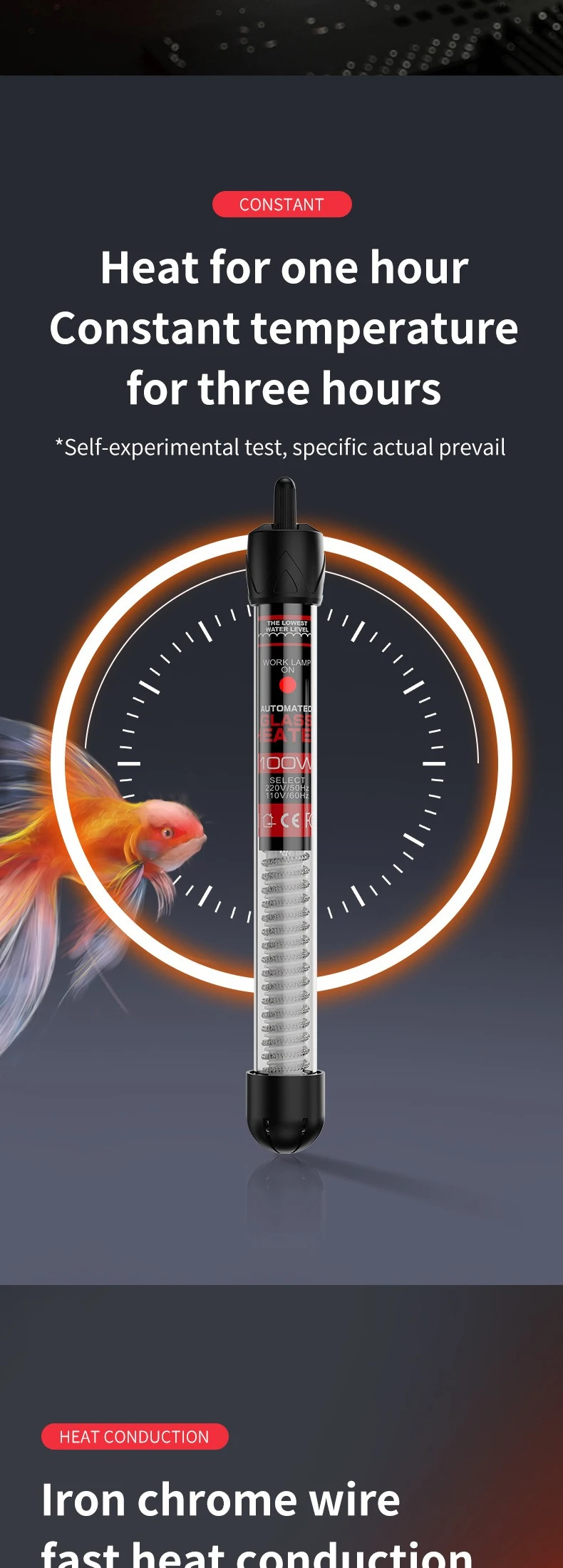 Aquarium Tauch Heizung Aquarium Wasser Heizstab Konstantem Thermostat Temperaturregelung 220 V 25 W/50 W/100 W/200 W/300 W – Detail 5