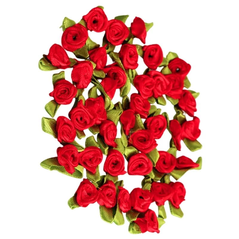 100PCS Small Rose Flower Patches Scarves Wristband Clothing Hairband Decors Tool