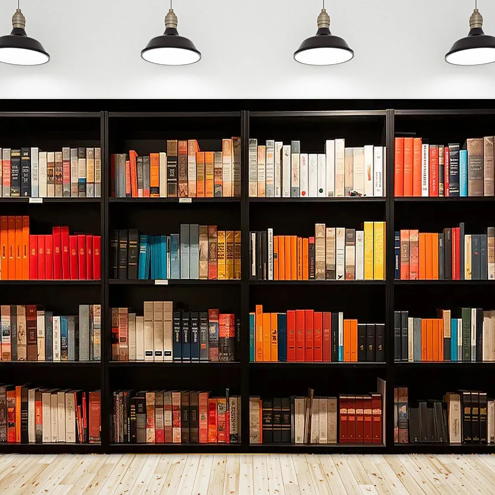 Photography Yearbook - Photography Backdrop Book Market Wooden Bookshelf