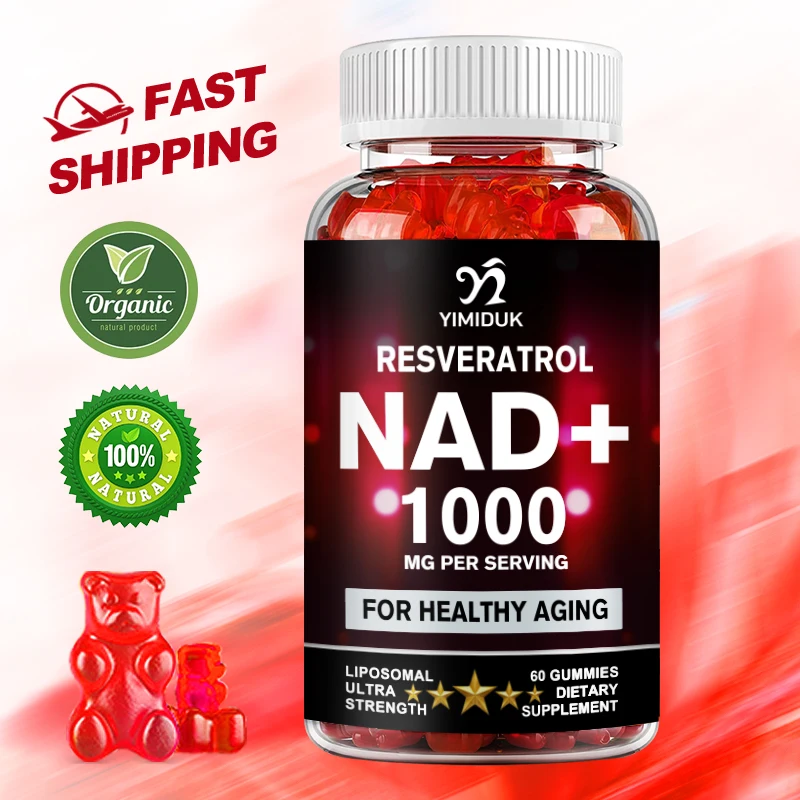 NAD Gummies - Liposomal with Resveratrol, Anti-aging, Replenish Energy and Focus, Support Cell Health, Enhance Physical Strength