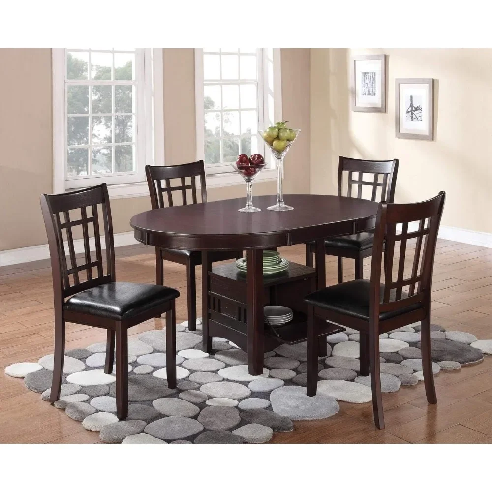 

5-Piece Dining Table Set, Storage Dininer Table with 18" Extension Leaf, 4 Dinier Side Chairs, Casual Dining Room Set