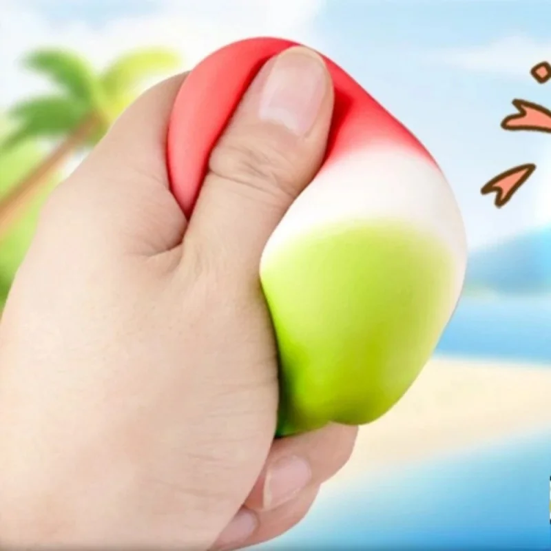 Bola de estresse de melancia-brinquedos mole para adultos e crianças, brinquedo de apertar de subida lenta, brinquedos sensoriais anti-ansiedade para presente de escritório