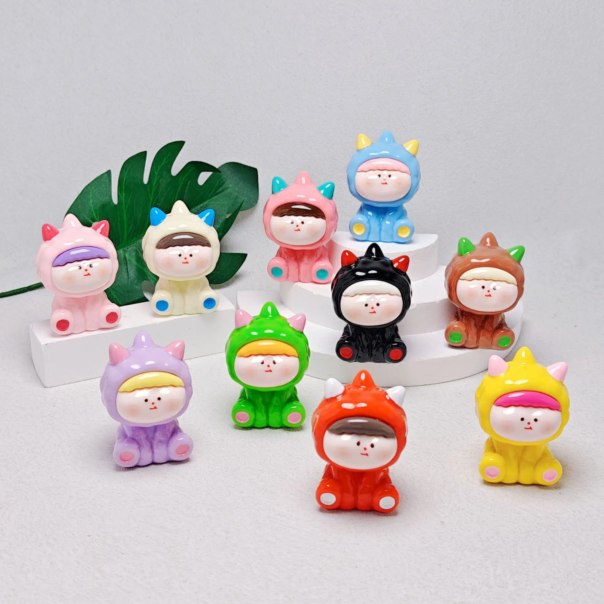 One Set/10pcs New Cartoon DIY Doll Charms Solid Colors Materials Resin Trendy Play Toy Key Chains Accessories Z2198