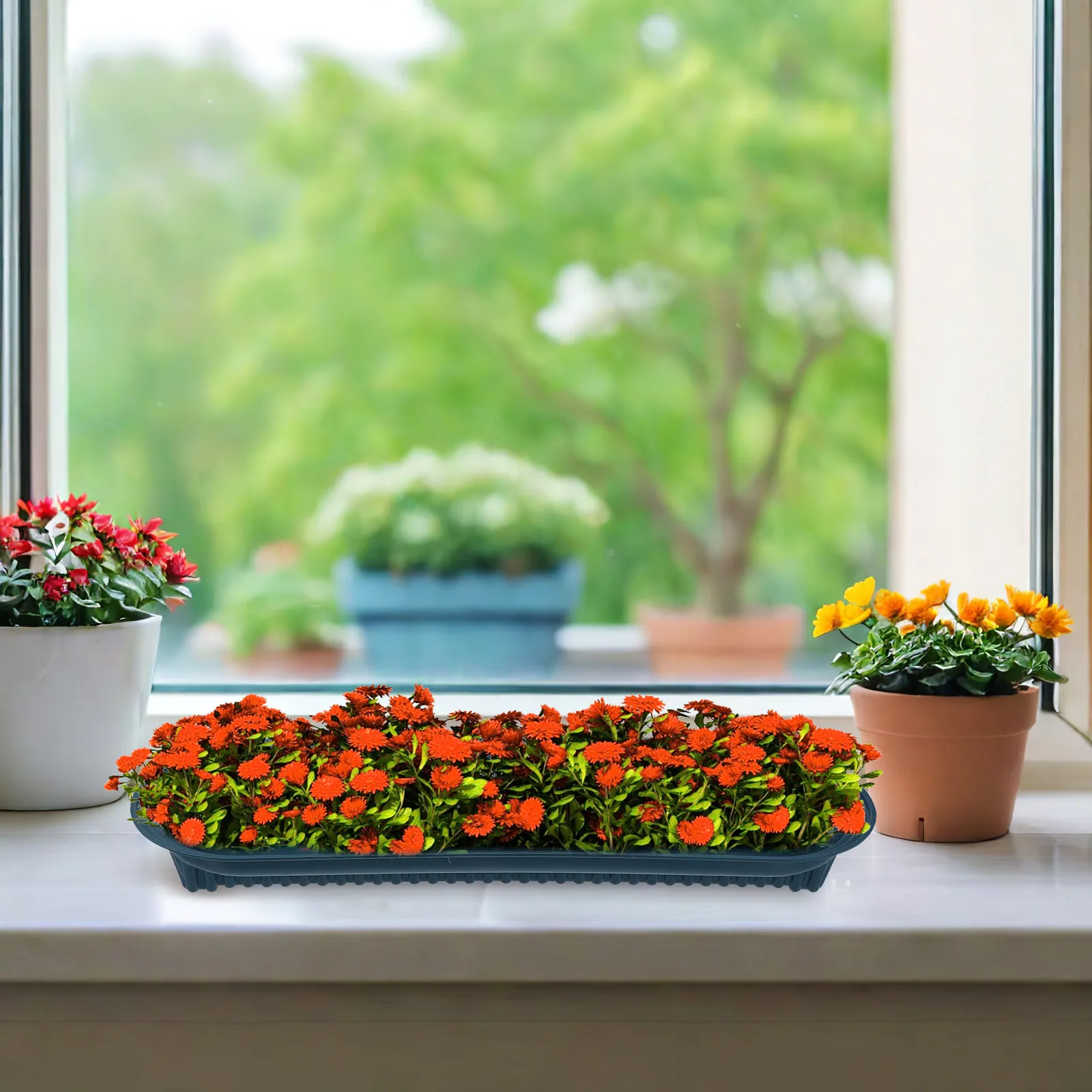 

2Pcs Flower Arrangement Holder Rectangular Floral Display Stand Sturdy Plastic Tray for Grave Headstone Indoor Plants Elegant