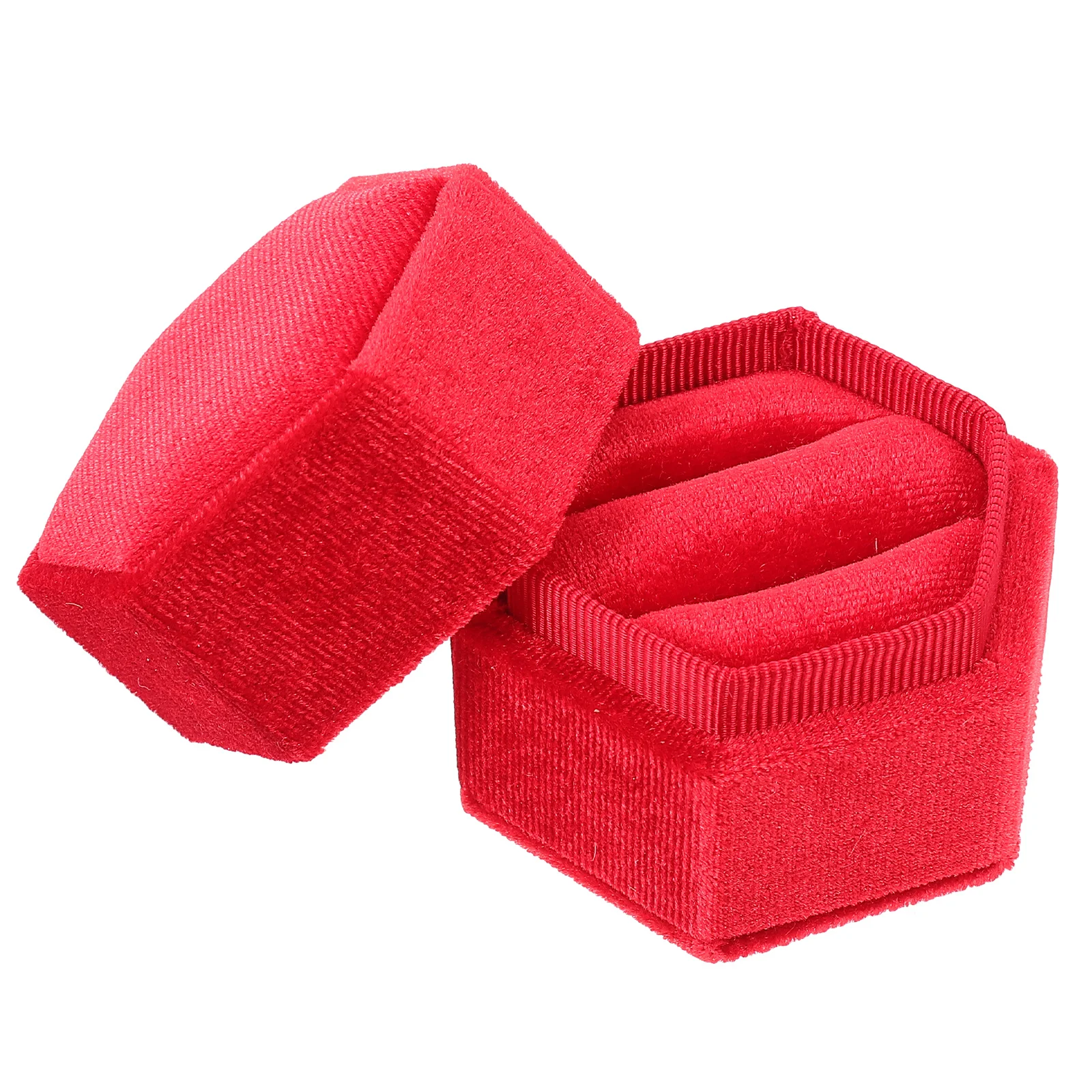 

Velour Ring Box Compact Hexagon Jewelry Case for Wedding Proposal Gift Plastic Holder bridal ring gift Lightweight Durable Safe