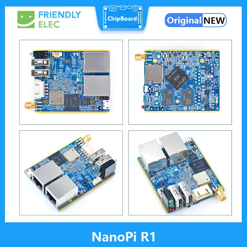 Imagem -04 - Allwinner h3 Dual Ethernet Port Wifi e bt Onboard Emmc Usb e Porta Serial para Lote 1gb Nanopi-r1