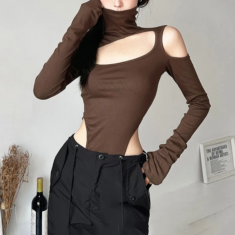 Autumn Europe and the United States cross-border women's strapless Slim thin long-sleeved design jumpsuit hot girl