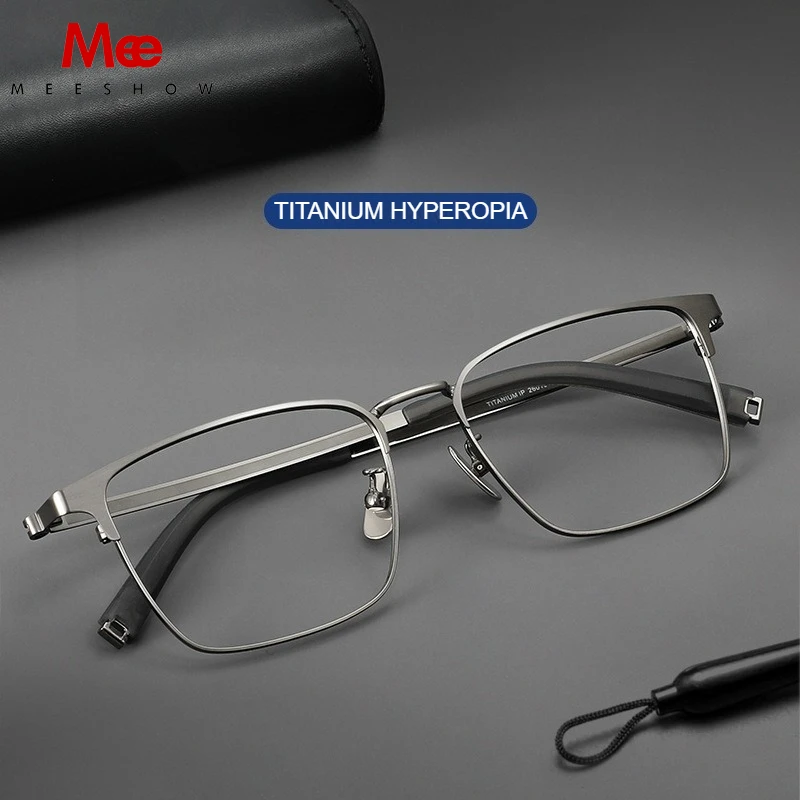MEESHOW Design Luxury Men Reading Glasses Business Man 55MM Reader Blue Light Blocking Anti-Reflective Magnification Glasses