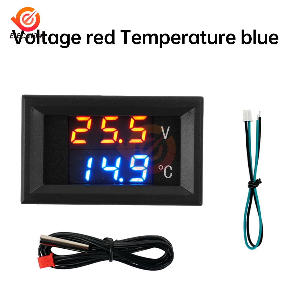 2 In 1 Car Auto 12V 24V Thermometer Voltmeter Universal Dual Display LED Digital Thermometer Voltmeter Car Accessories