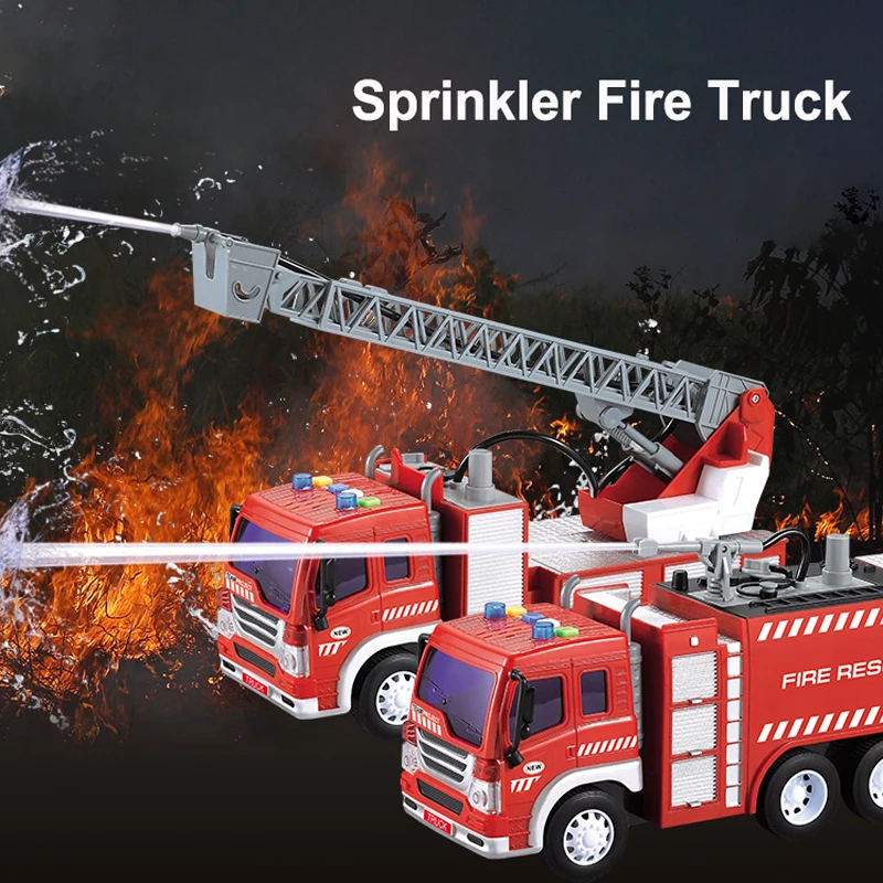 1:16 Fire Truck Model Simulation Sound and Light Inertia Firefighter Rescue Engineering Vehicle Children\'s Assembly Toy