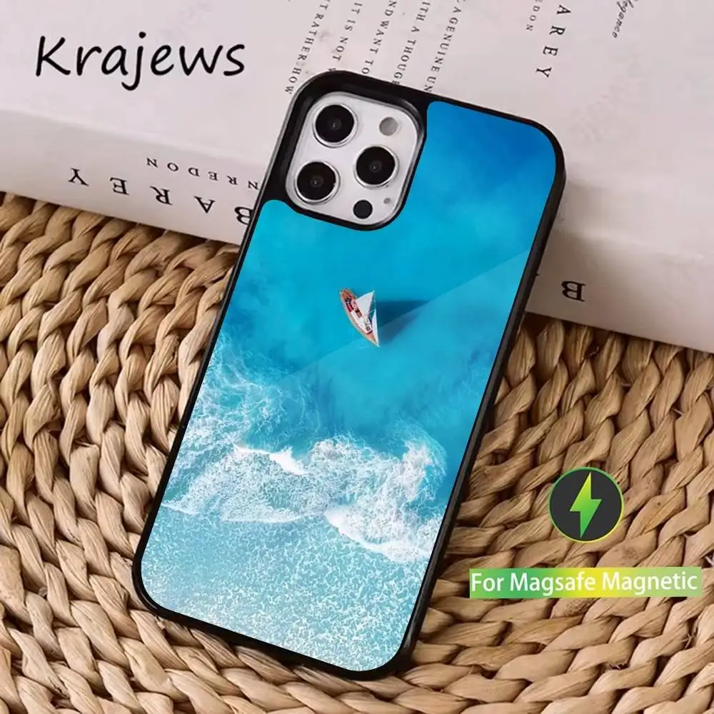 حافظة هاتف كرتونية على شكل قارب إبحار لهاتف آيفون 16,15,14,13,12,11,Pro,Max,Plus,Mini,Magsafe,حافظة شحن لاسلكية مغناطيسية