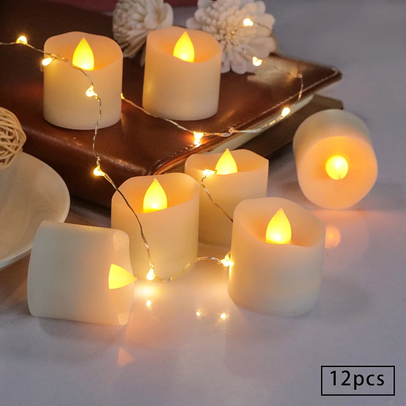 D2 12PCS Flickering Remote Control Electric Flameless Candle Light Lamp Battery Powered Bicicleta Fake Candle Bougie Mariage Led