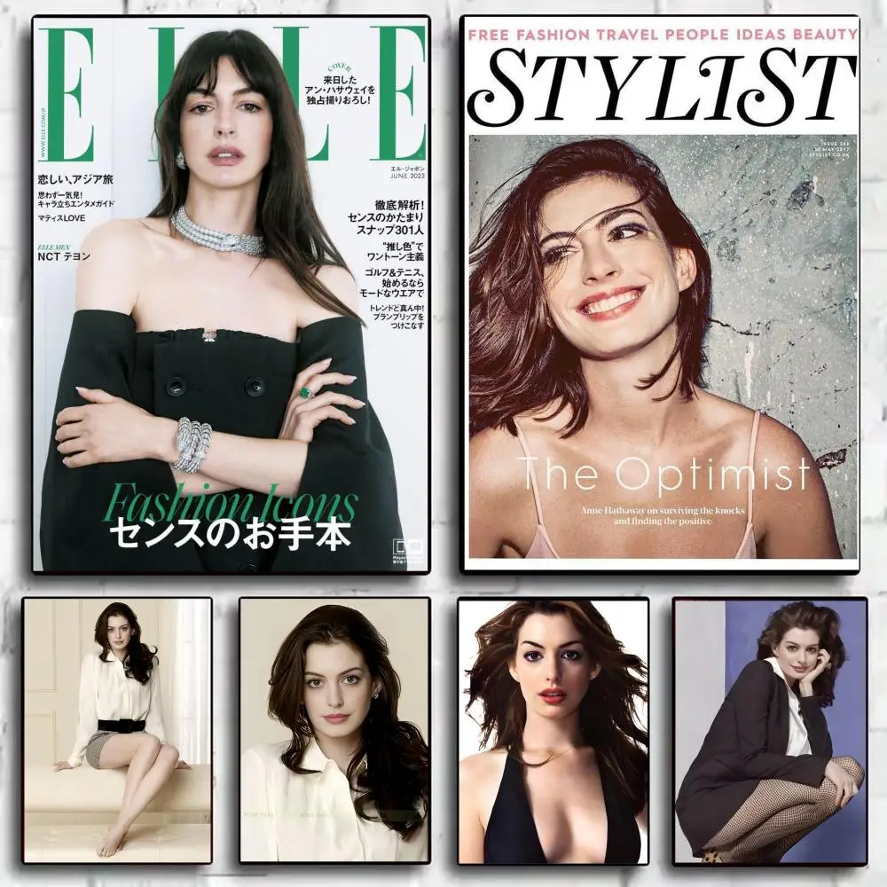 Póster del famoso actor A-Anne Hathaway, arte de pared estético moderno, artículos de decoración para habitación, dormitorio, decoración del hogar, regalo
