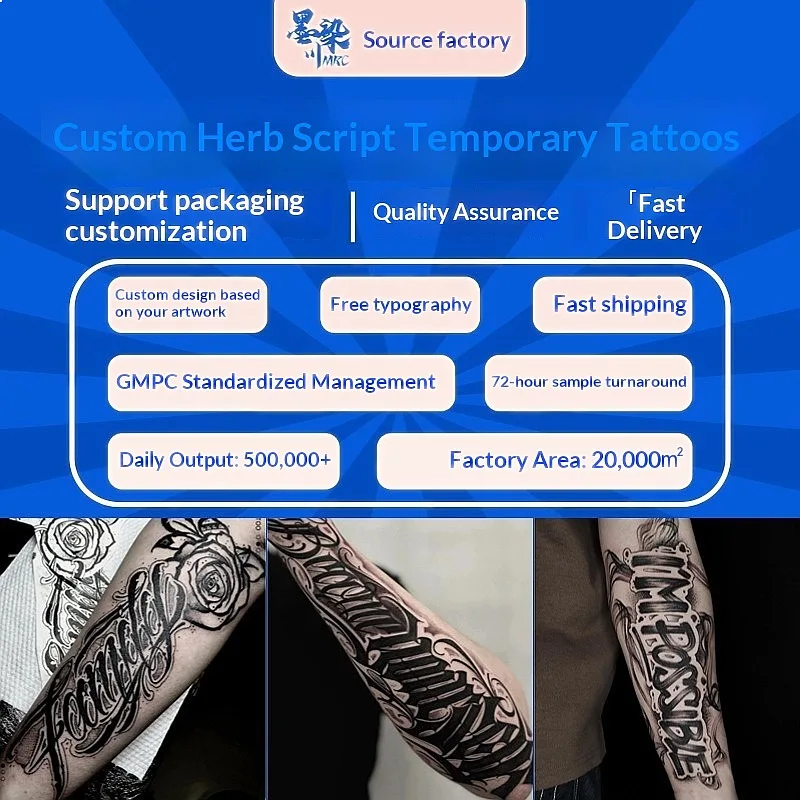 Herbal Juice Tattoo Sticker Waterproof Lasting Full Arm Flower Body Art Temporary Tattoo