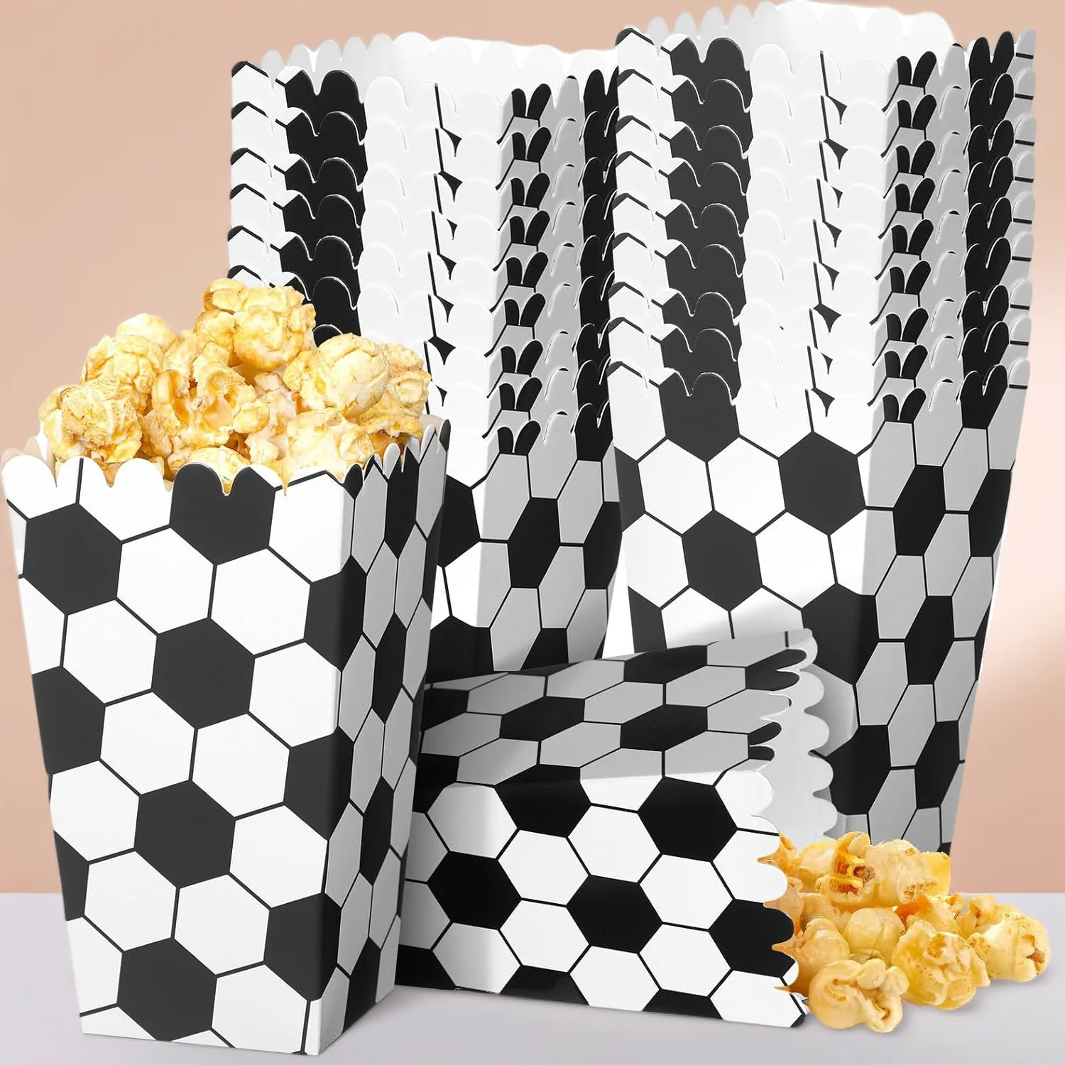 

Soccer Party Popcorn Boxes Cardboard White Soccer Party Gift Wrap Box for Soccer Themed Birthday Party Soccer Fans Party decor
