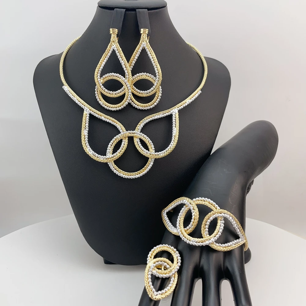 

Brazilian Simple Style Big Bold Necklace Luxury Quality African Bride Jewelry Set For Women Party Gifts FHK22924