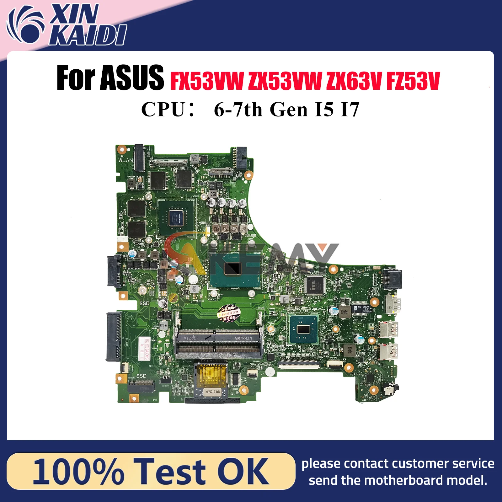 

Материнская плата для ноутбука GL553VD для ASUS ROG FZ53V ZX53V GL553VD FX53VW GL553V GL553VE ZX53VW ZX63V, материнская плата с процессором I5 I7, тест ОК